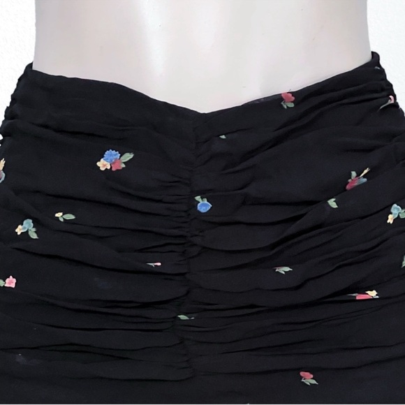 NEW GANNI Printed Georgette Mini Skirt Blk SZ 4/36 - Picture 5 of 12
